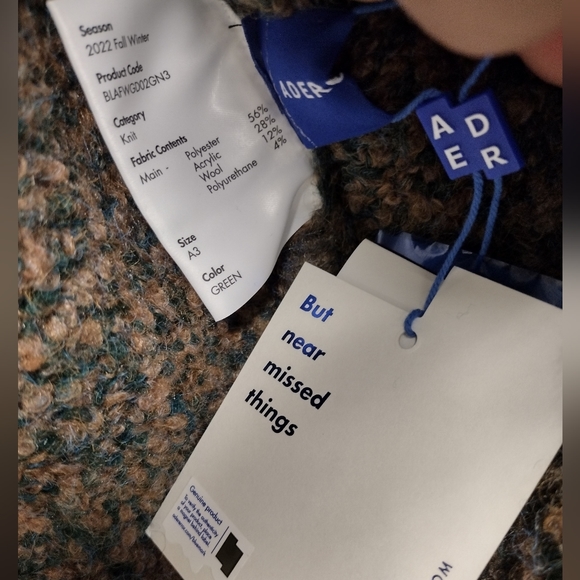 Ader Error logo-patch knit cardigan Green Large New With Tags - Picture 3 of 7